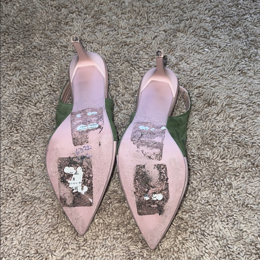 Fenty Puma by Rihanna Pink and Green Slingback laced Heels - Picture 3 of 8